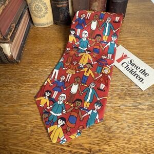 Save the Children Necktie Children Of The World Vanessa Age 12 100% Silk Novelty